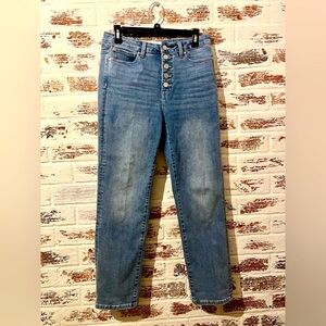 Soft Surroundings Jeans Button Fly Straight Leg Light Wash Girlfriend Size 8